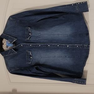 Denim button up long sleeve top L